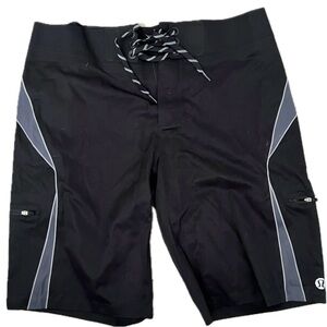 Lululemon Athletica Swim Shorts Sz: 32 Black & Grey 100% Polyester